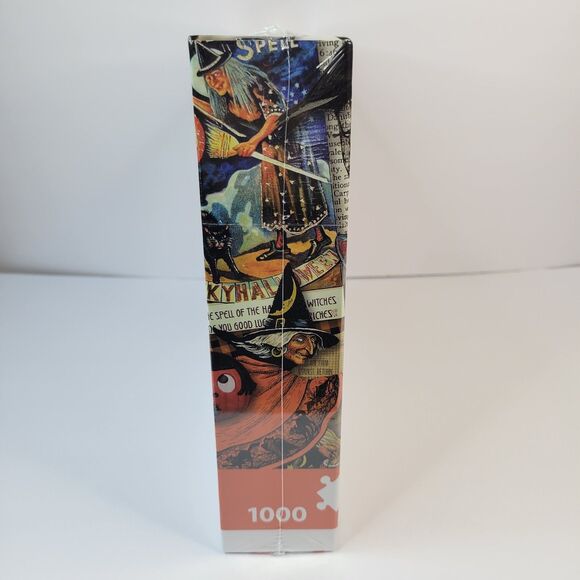 Seesaw Boo Happy Halloween 1000pc Jigsaw Puzzle Retro Vtg Style Collage Art Cats - Picture 5 of 11